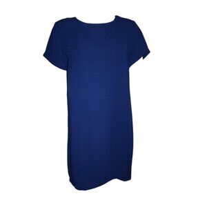 Lulus Dress Womens Size M Solid All Blue Zip Back Short Sleeve Shift and Shout